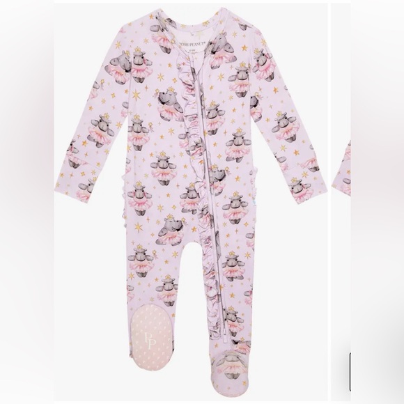 Posh Peanut Other - Posh Peanut Pink Hippo Print Kids Footie